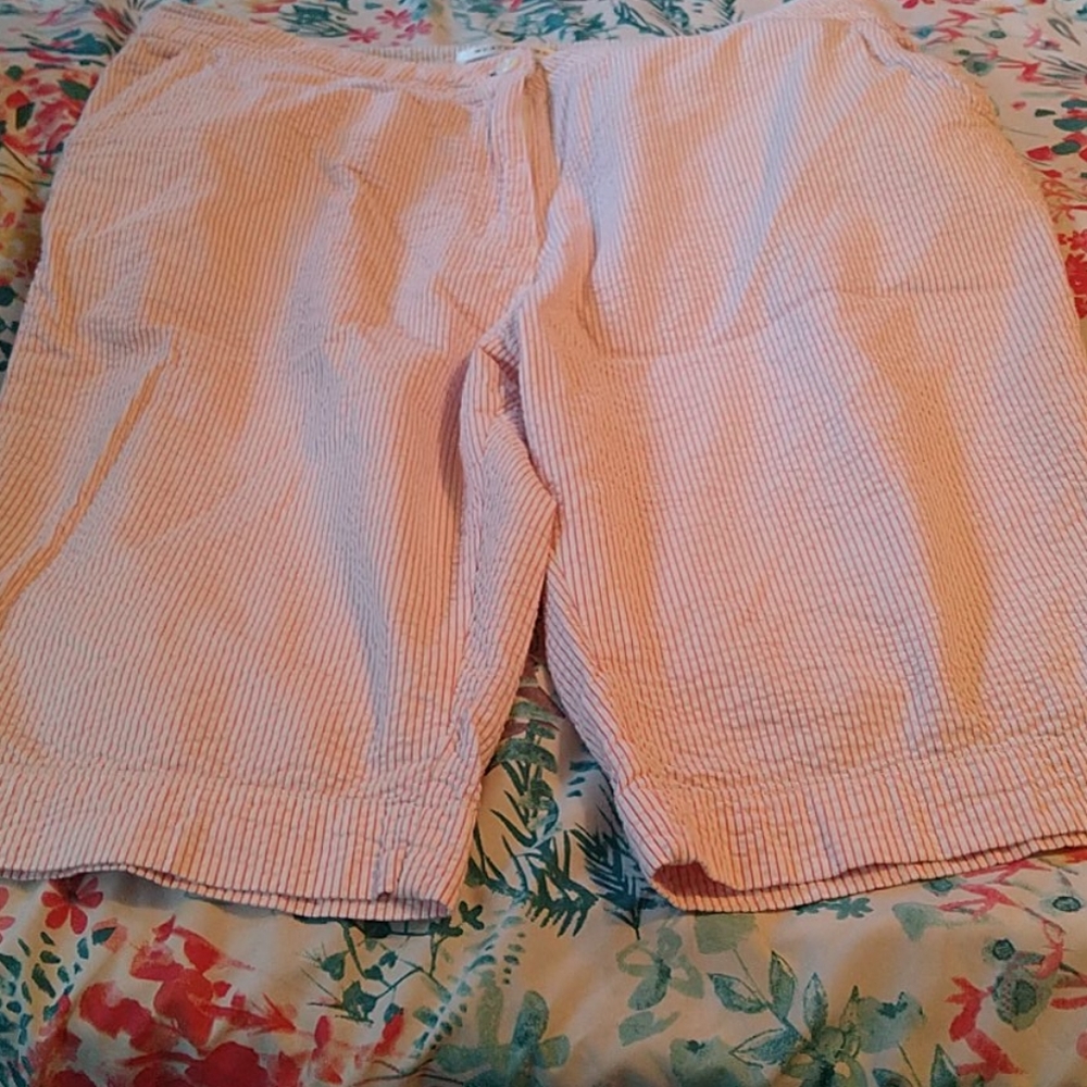 Pink and white striped shorts